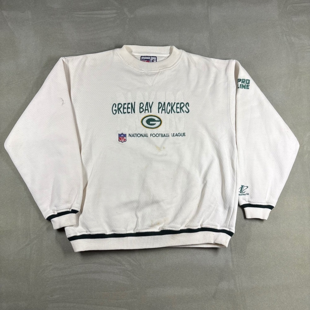 Vintage Green Bay Packers NFL Pro Line Logo Athletic Sweatshirt XL White Y2K